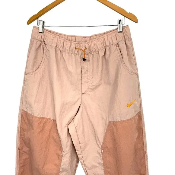Nike Size L Athletic Pants Joggers Pink Drawstring 100% Nylon Baggy Women's - Picture 2 of 7